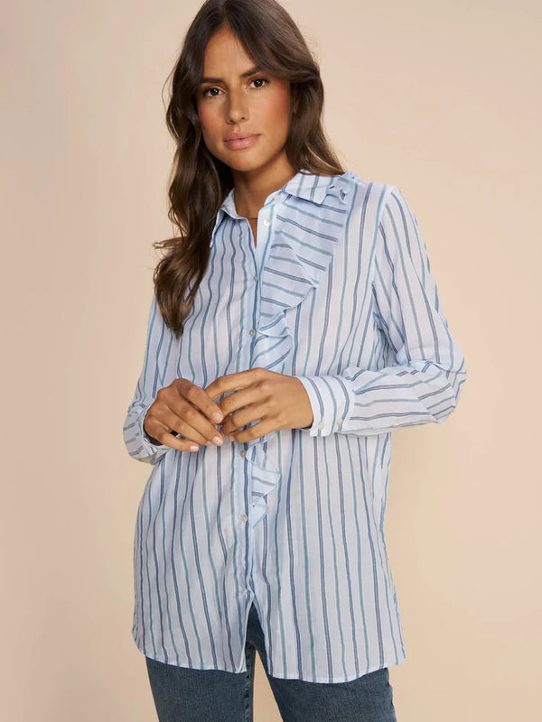 Mos Mosh | Keva Stripe Shirt | Cashmere Blue