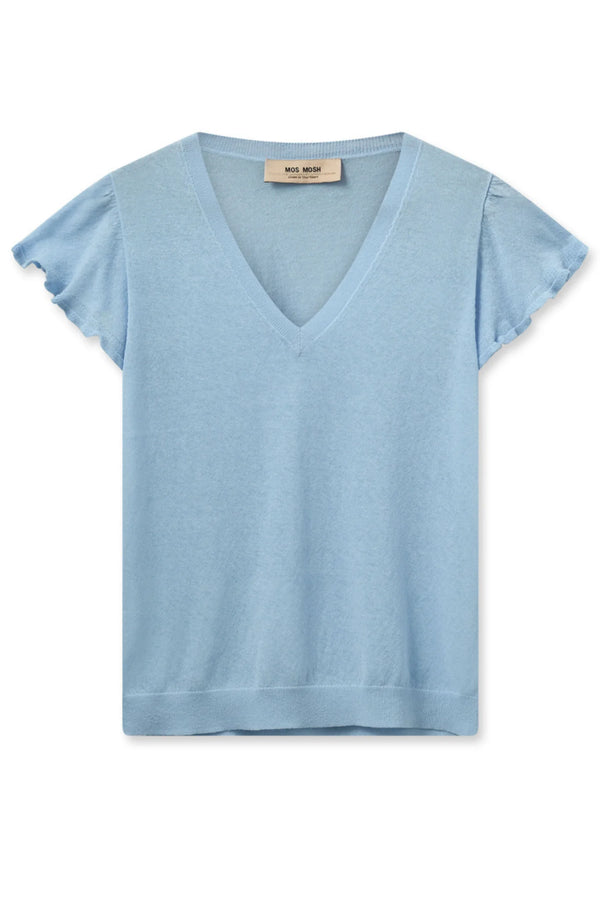 Mos Mosh | Ganna V-Neck Knit Top | Cashmere Blue