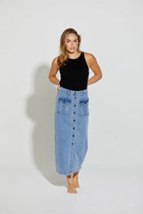 New London Jeans | Ginsbergn Denim Skirt | Light wash