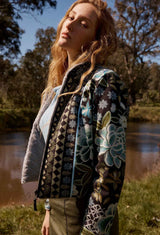 OnceWas | Rylie Reversible Print & Faux Fur Jacket | Dahlia fields