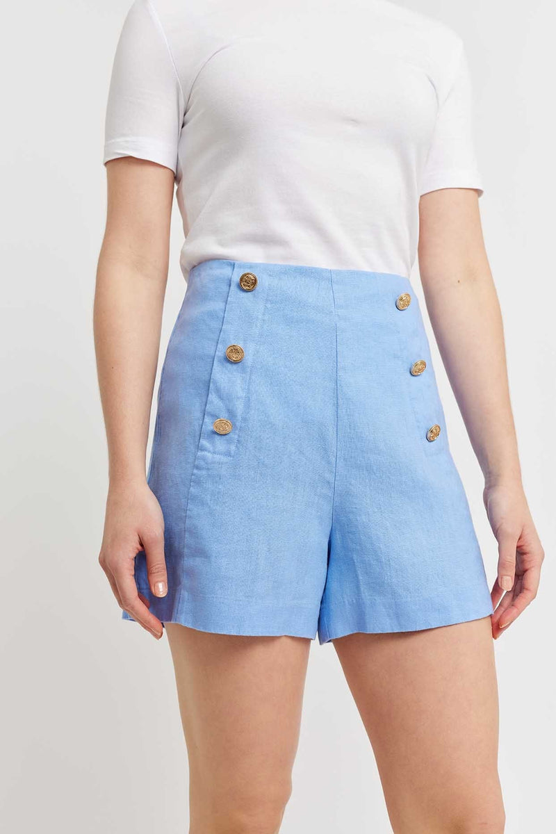 Alessandra | ATLAS LINEN SHORT | BLUEBELL