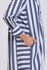 Shirty | The Andrea Shirtdress | Navy Wide Stripe