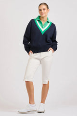 Club | Links Sweater | French Navy Green/Club White