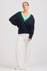 Club | Links Sweater | French Navy Green/Club White