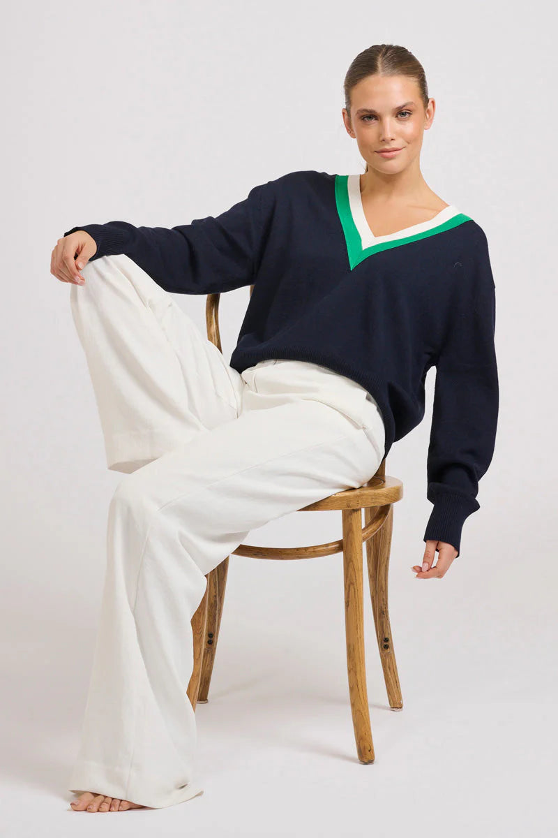 Club | Links Sweater | French Navy Green/Club White