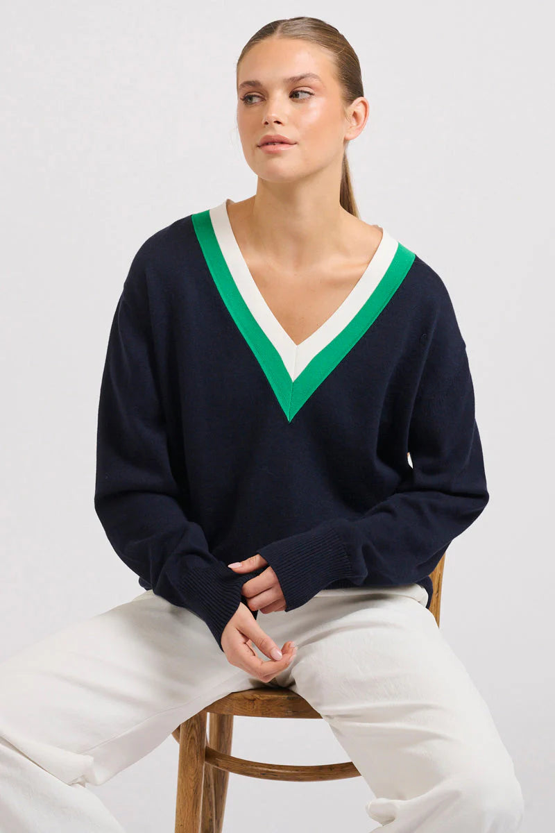 Club | Links Sweater | French Navy Green/Club White