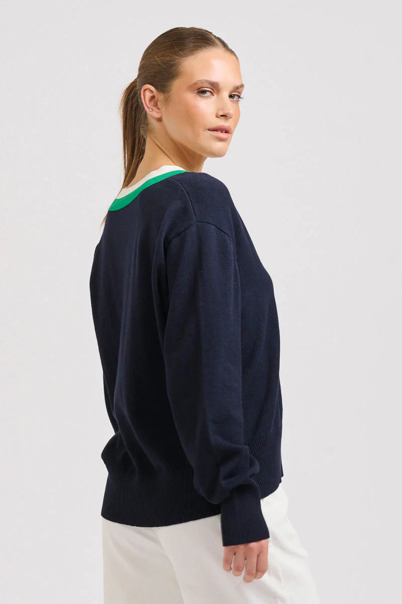 Club | Links Sweater | French Navy Green/Club White