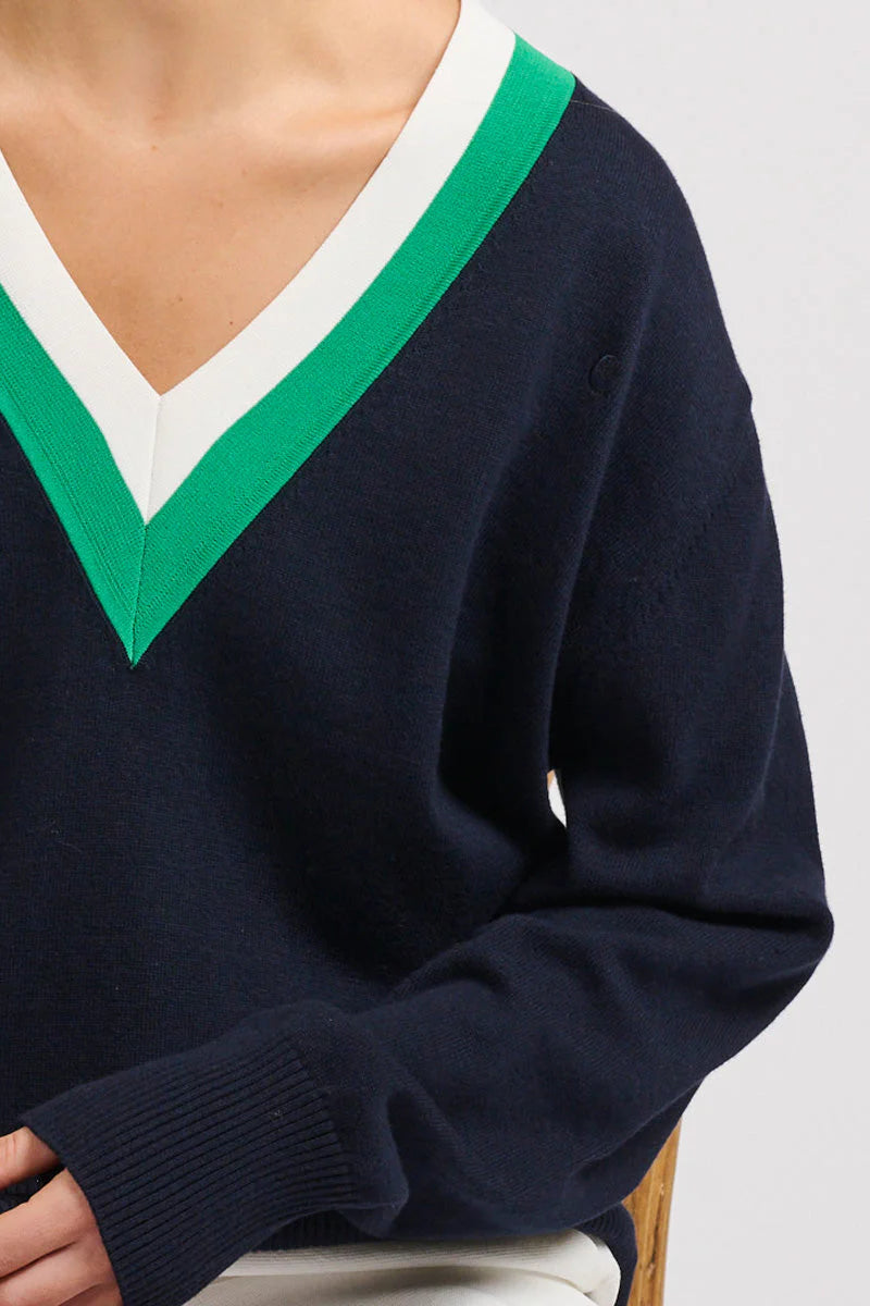 Club | Links Sweater | French Navy Green/Club White