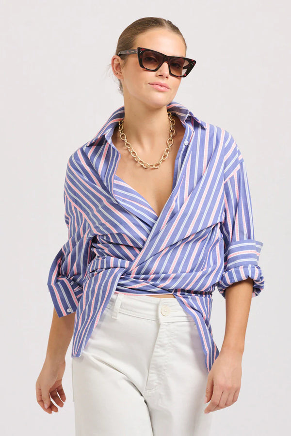 Shirty | The Boyfriend Oversized Shirt | Chambray Pink Stripe